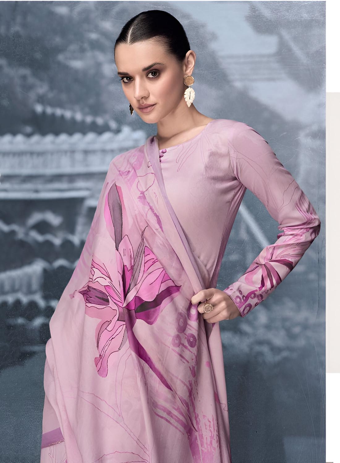 Pure Jam Silk Purple Unstitched Salwar Suit Material for Women