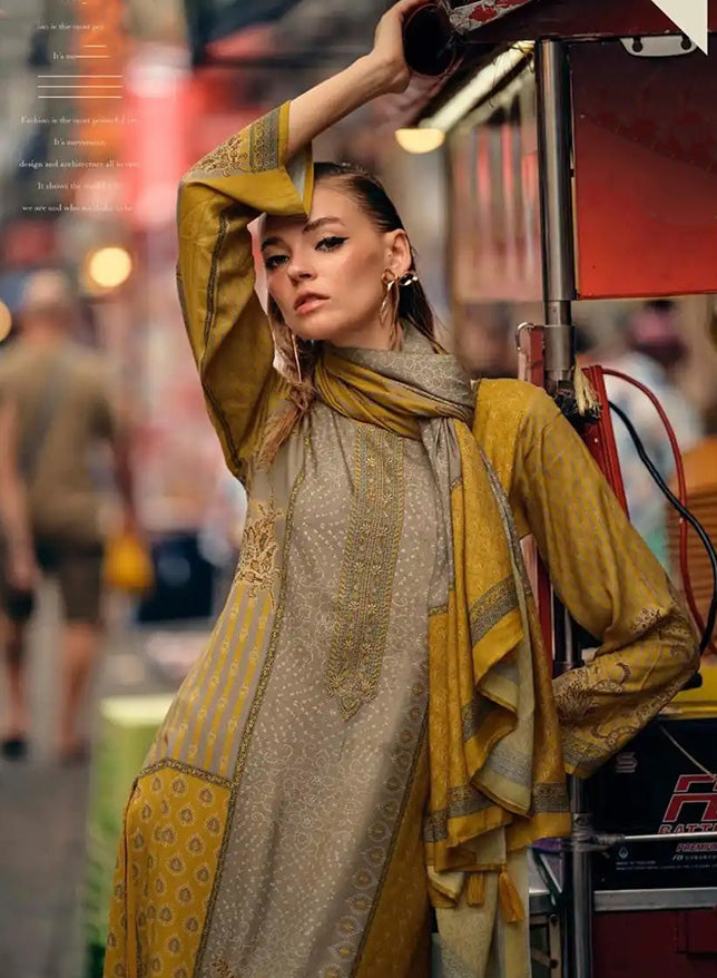 Mustard Unstitched Pashmina Winter Salwar Suit Set Material for Women