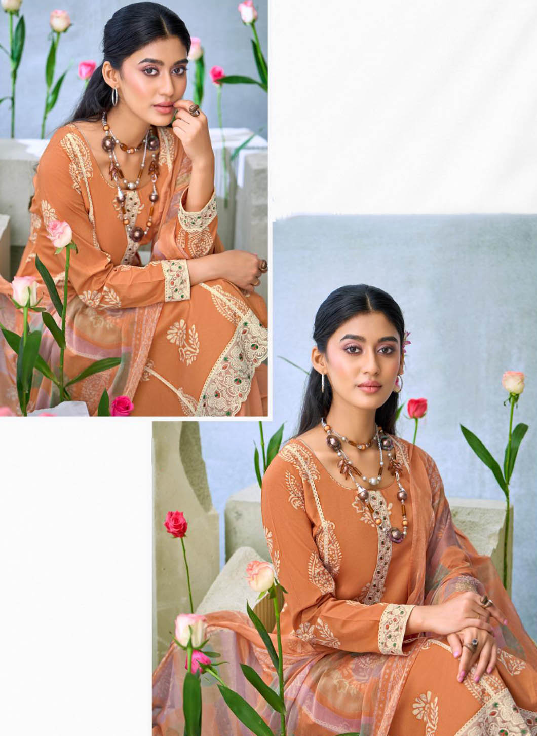 Designer Pure Cambric Cotton Unstitched Suit Material for Women