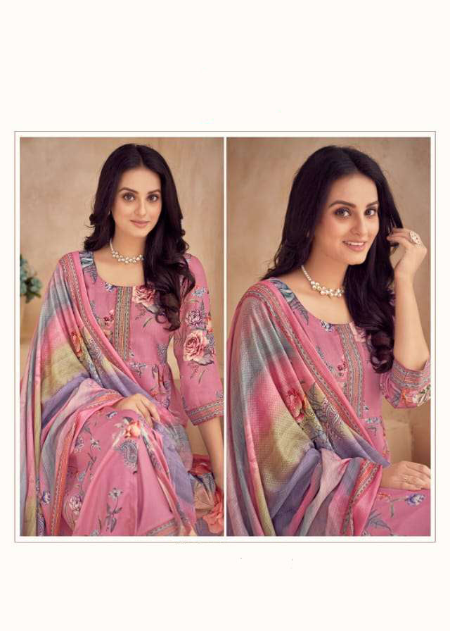 Rivaa Unstitched Pink Pashmina Winter Salwar Suit Dress Material Rivaa