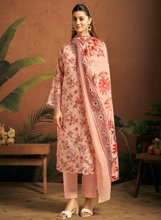 Women’s Pure Cotton Unstitched Suit Dress Material with Embroidery