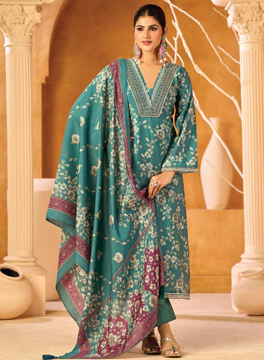 Party Wear Muslin Silk Unstitched Salwar Suit Material for Women