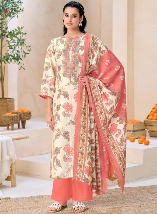 Party Wear Modal Silk Unstitched Suit Material for Women with Embroidery