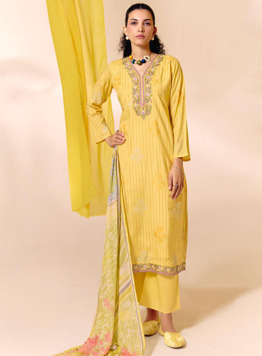 Party Wear Muslin Unstitched Suit Material for Women with Embroidery