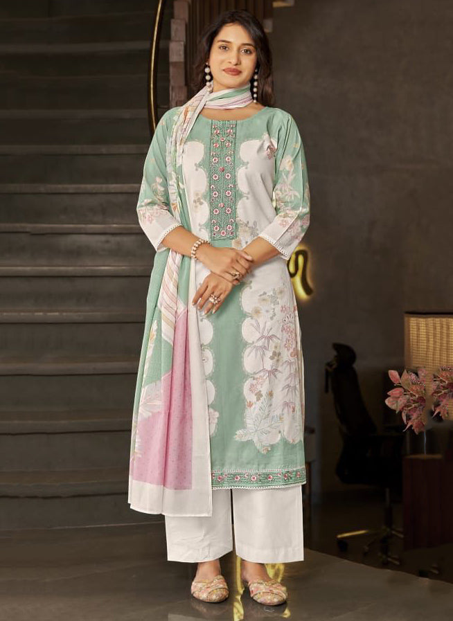 Pure Lawn Cotton Unstitched Suit Summer Dress Material with Dupatta