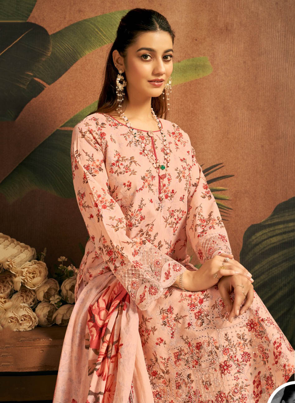 Women’s Pure Cotton Unstitched Suit Dress Material with Embroidery