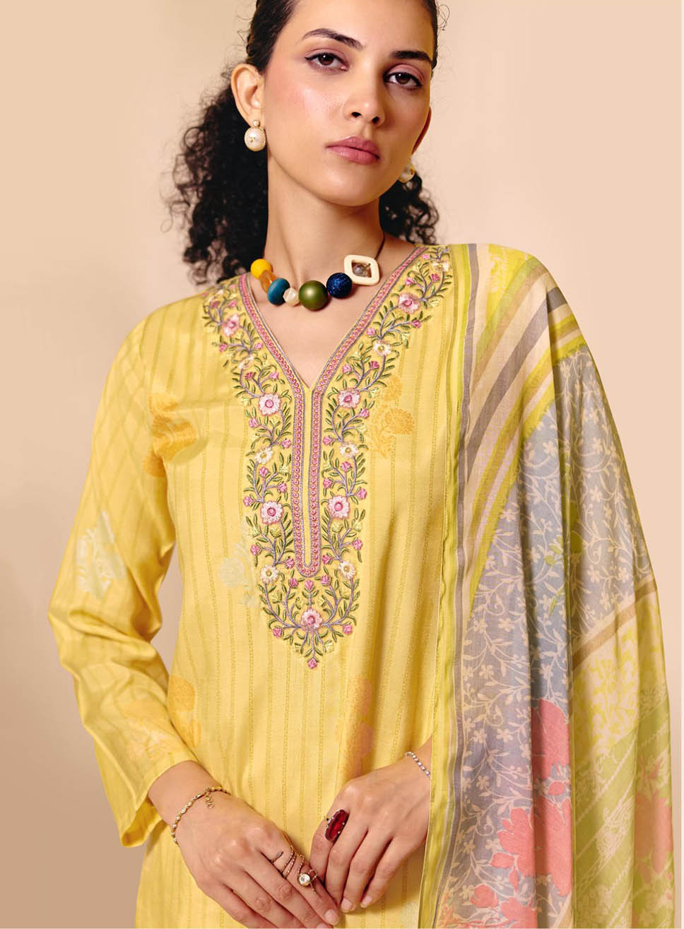 Party Wear Muslin Unstitched Suit Material for Women with Embroidery