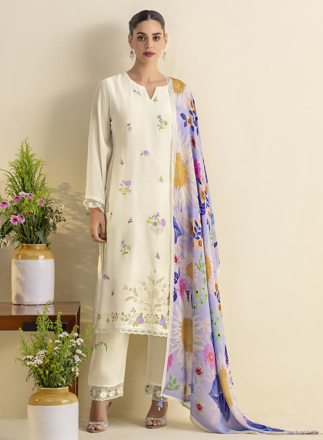 Unstitched Pure Lawn Cotton Salwar Suit Dress Material for Women