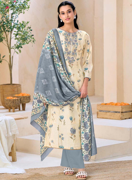 Party Wear Modal Silk Unstitched Suit Fabric for Women with Embroidery
