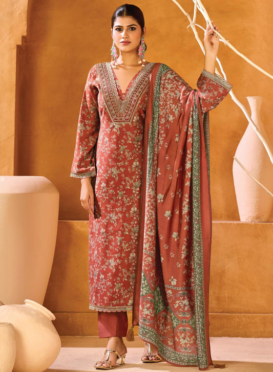 Party Wear Muslin Silk Unstitched Salwar Suit Dress Material for Women