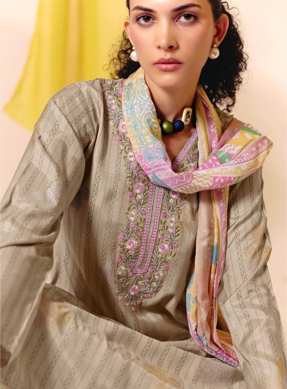Party Wear Muslin Unstitched Suit Set Material for Women with Embroidery
