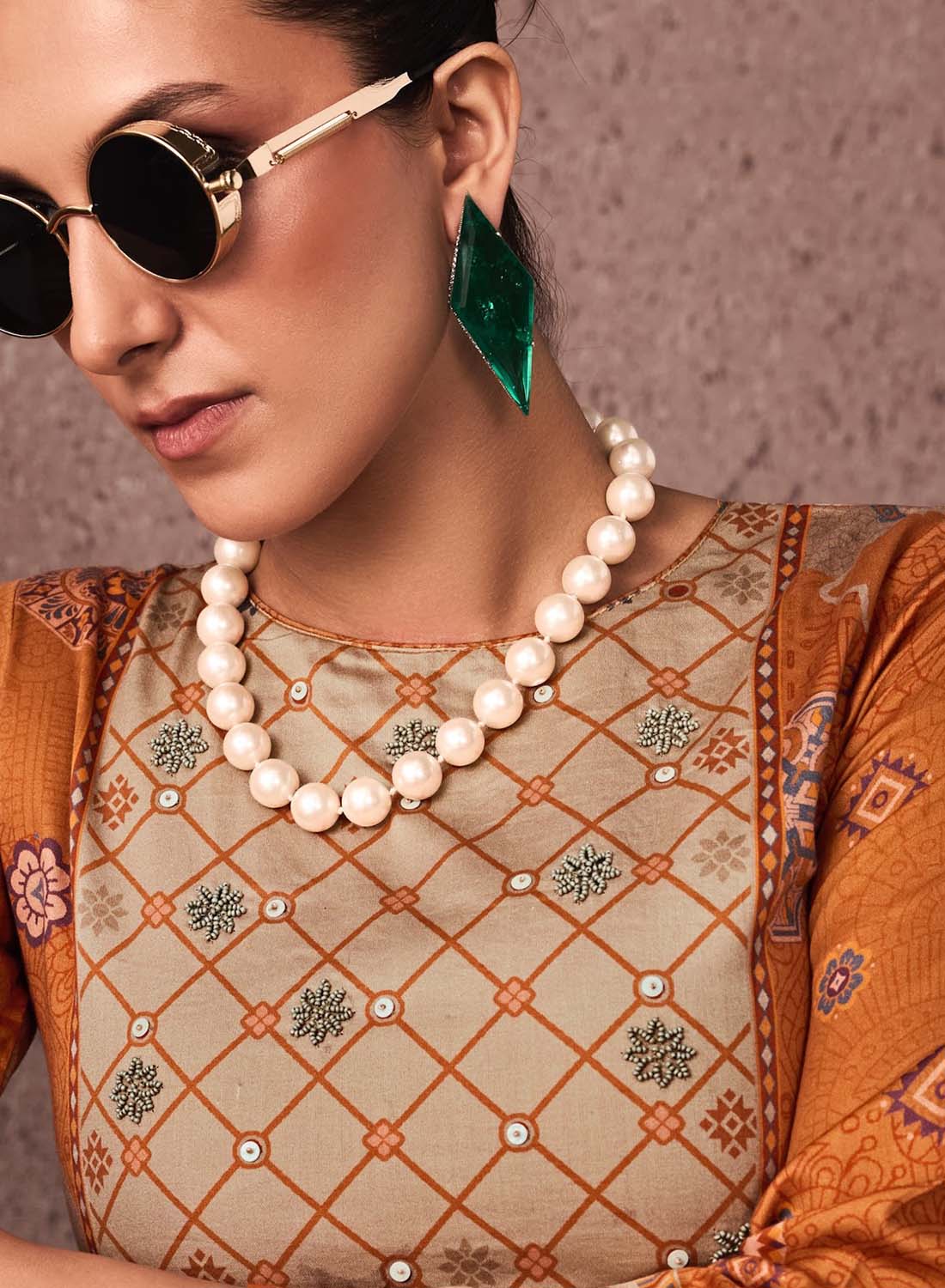 Unstitched Cotton Salwar Suit Dress Material with Muslin Dupatta