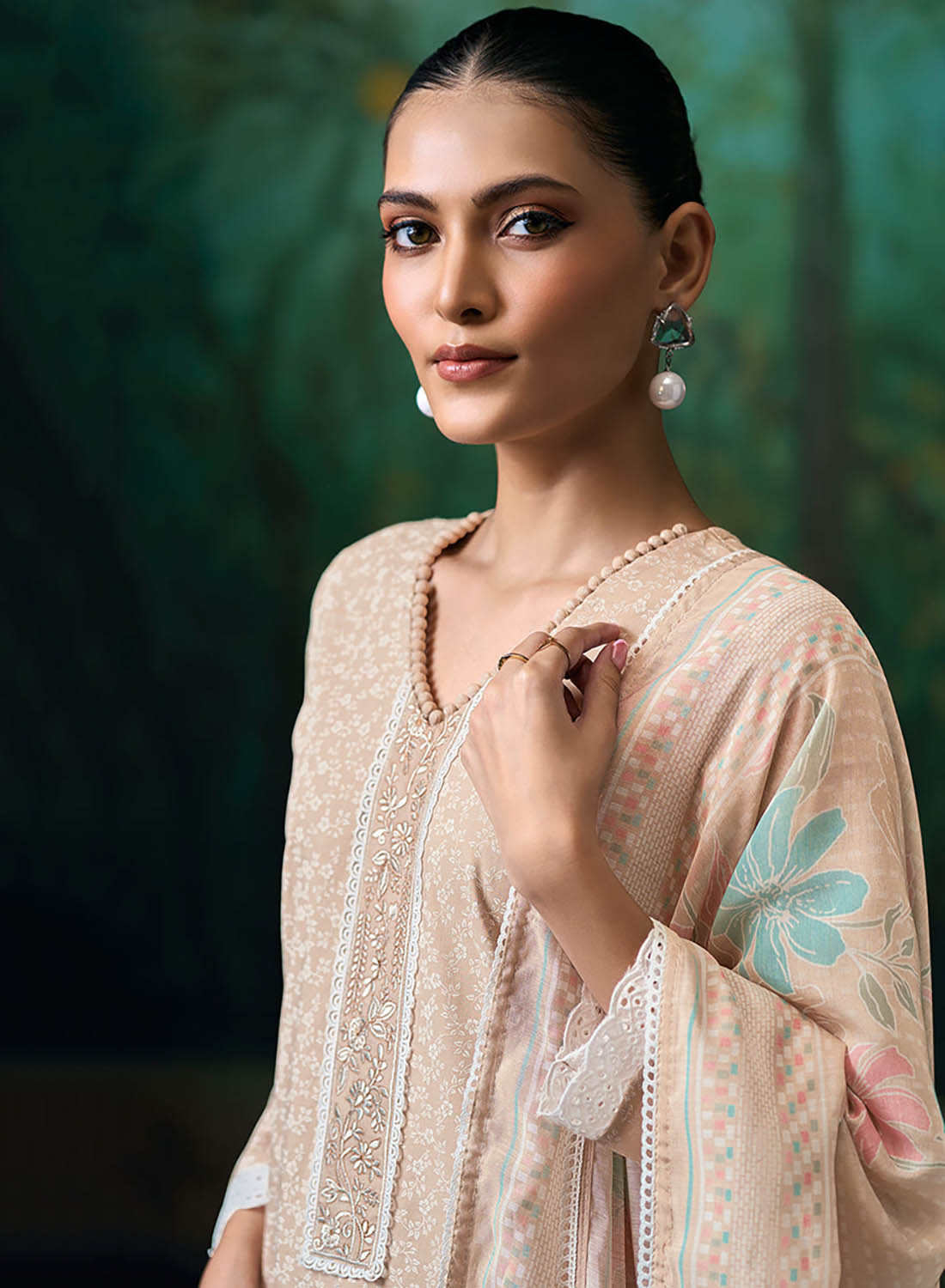 Printed Pure Cotton Unstitched Suit Material for Women with Dupatta