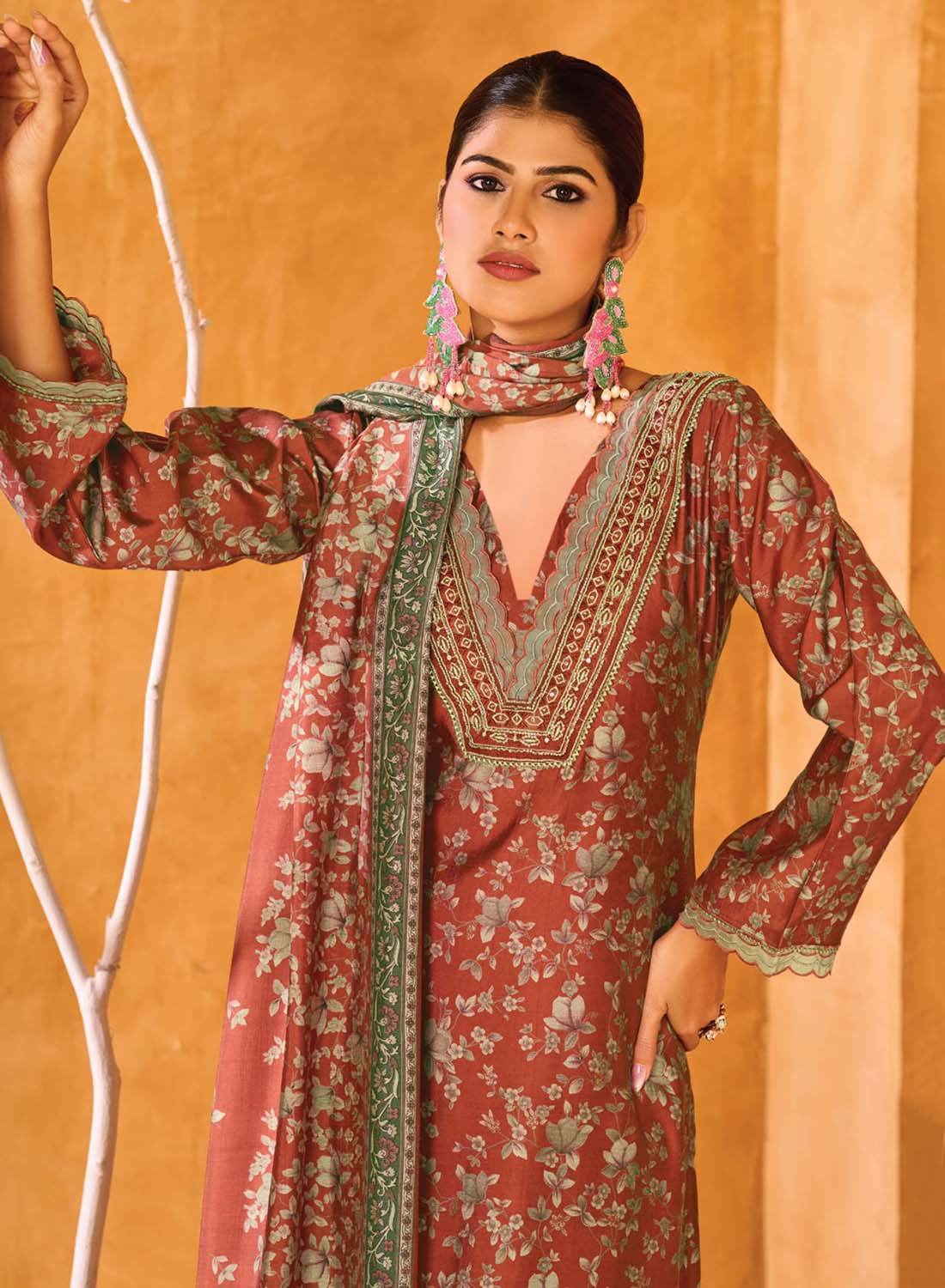 Party Wear Muslin Silk Unstitched Salwar Suit Dress Material for Women