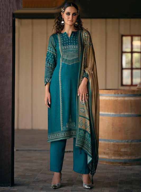 Viscose Pashmina Unstitched Winter Suit Dress Material for Women