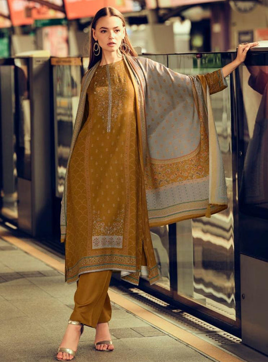 Viscose Pashmina Unstitched Winter Salwar Suit Set Dress Material