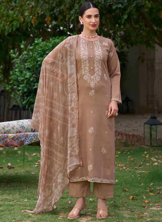 Party Wear Fancy Unstitched Cotton Satin Suit Fabric for Women