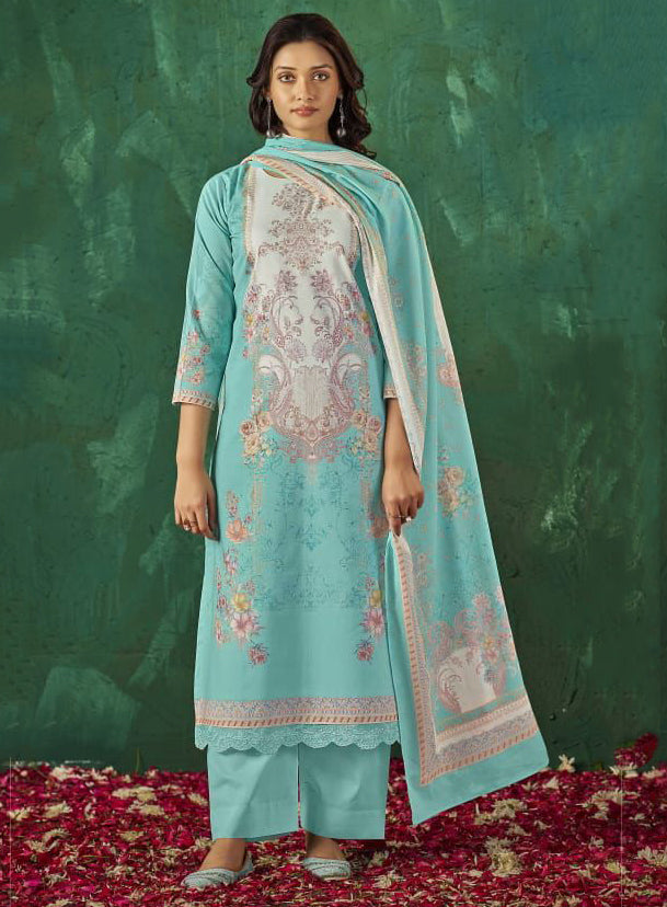 Pure Cotton Lawn Unstitched Salwar Suit Dress Material with Dupatta