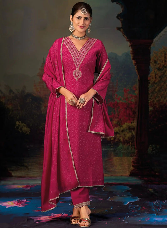 Party Wear Pure Muslin Silk Unstitched Suit Set Dress Material for Women