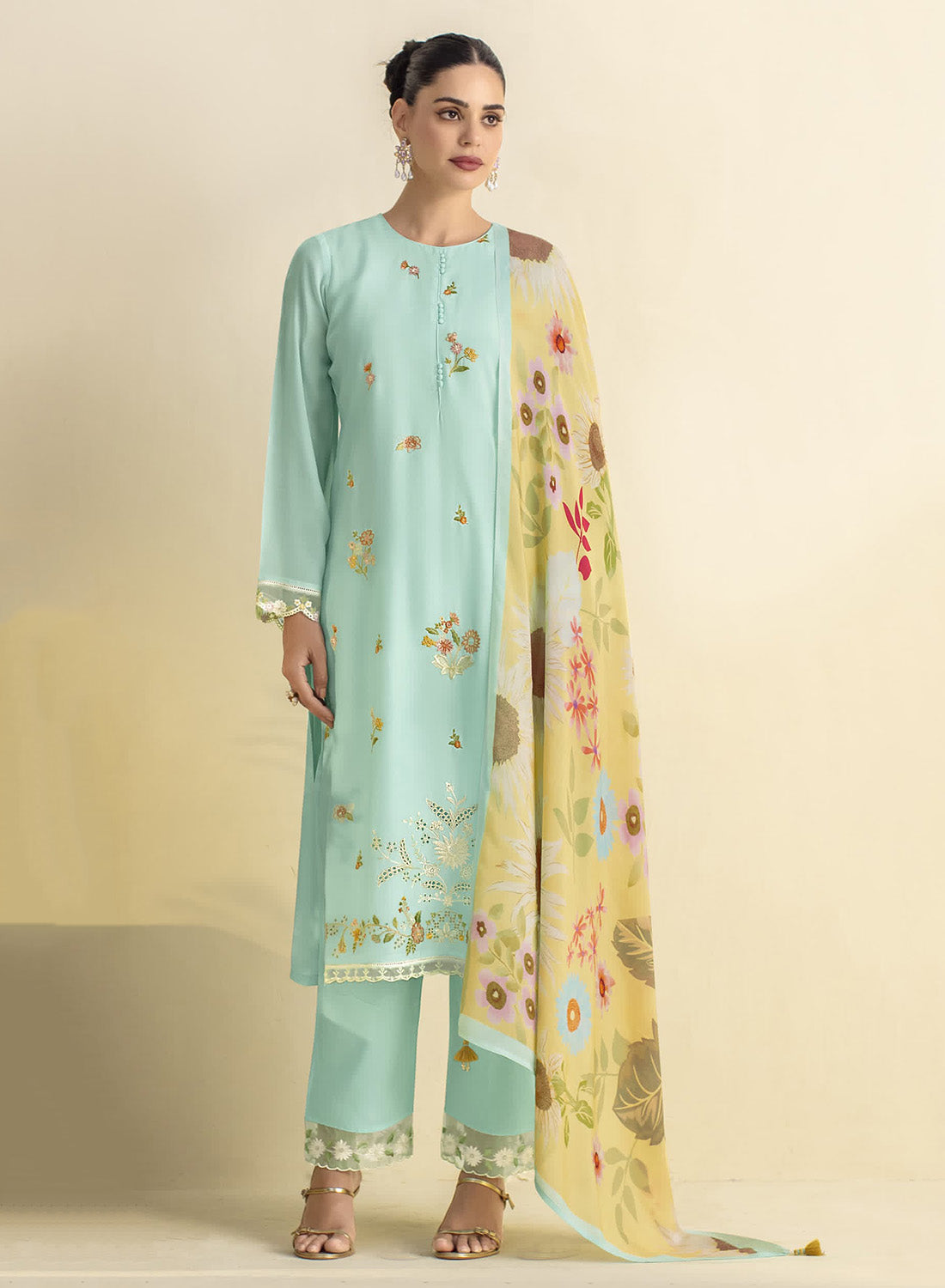 Unstitched Pure Lawn Cotton Suit Set Dress Material for Women