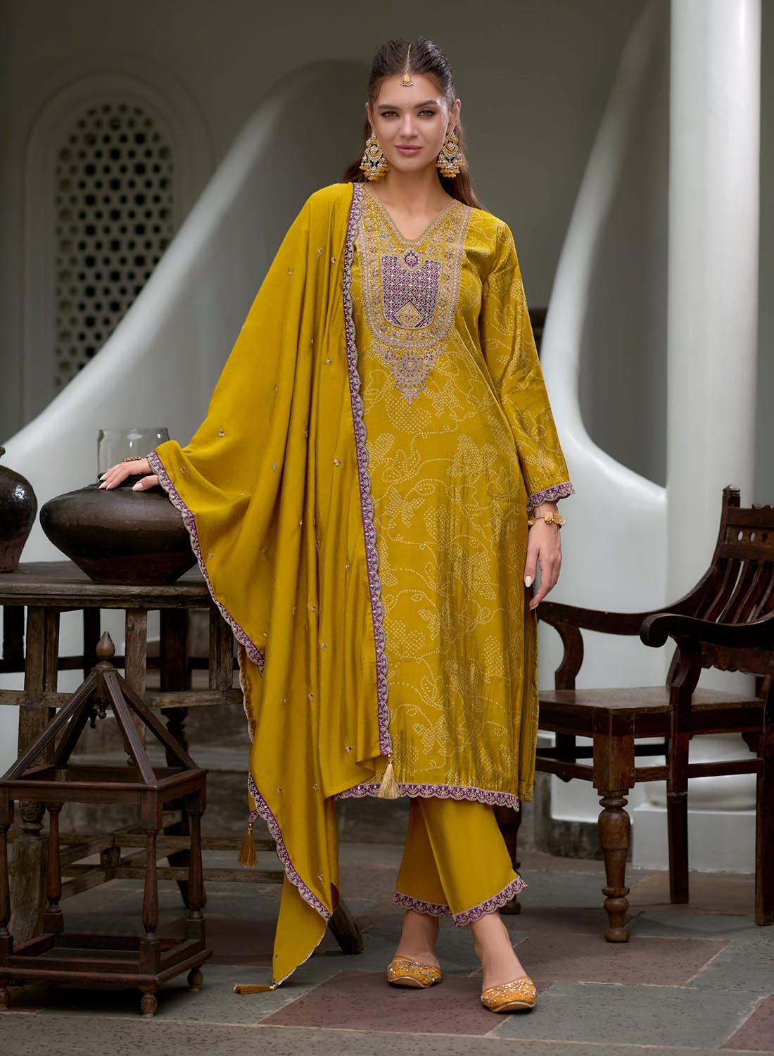 Women's Embroidered Party Wear Modal Silk Unstitched Salwar Suit Material