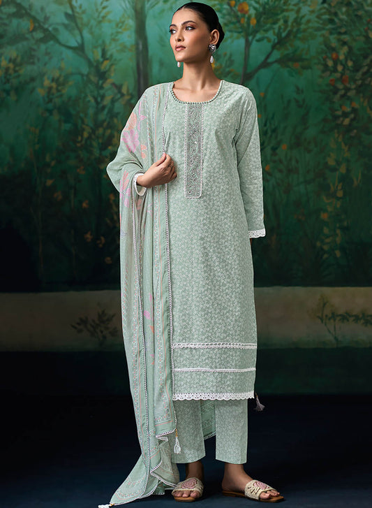 Printed Pure Soft Cotton Unstitched Suit Material for Women with Dupatta