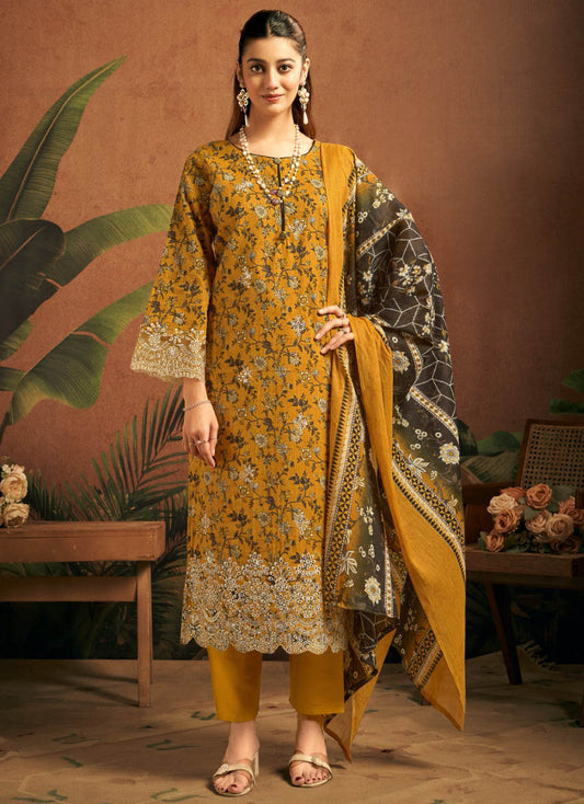 Women’s Pure Cotton Unstitched Salwar Suit Material with Embroidery