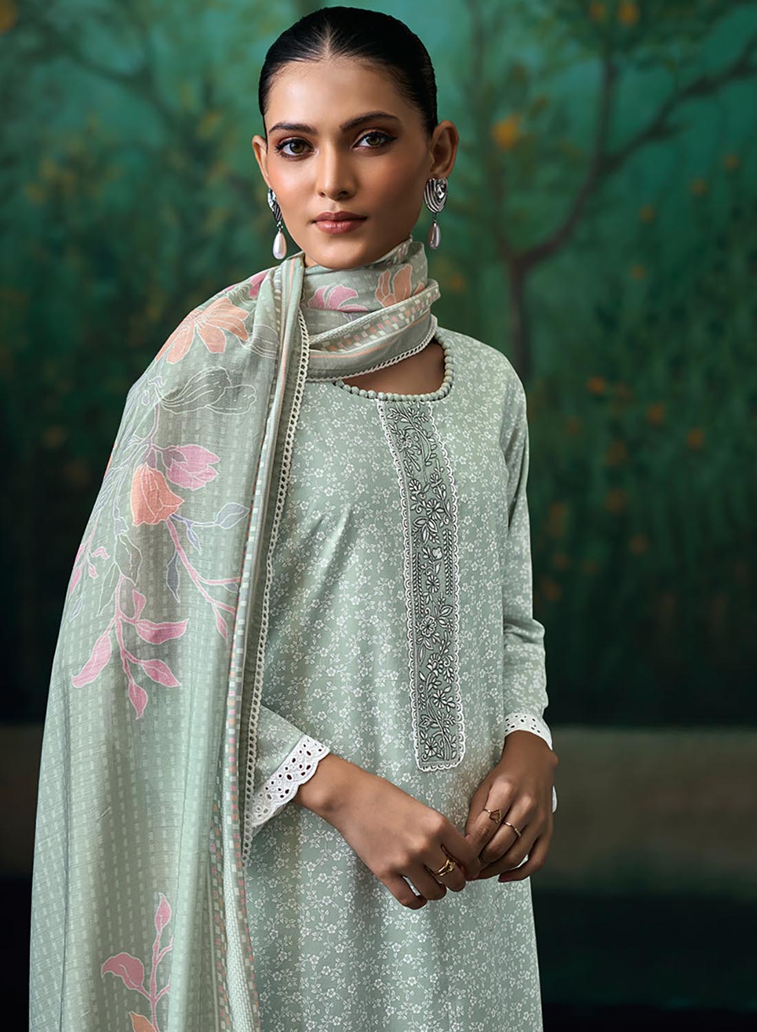 Printed Pure Soft Cotton Unstitched Suit Material for Women with Dupatta