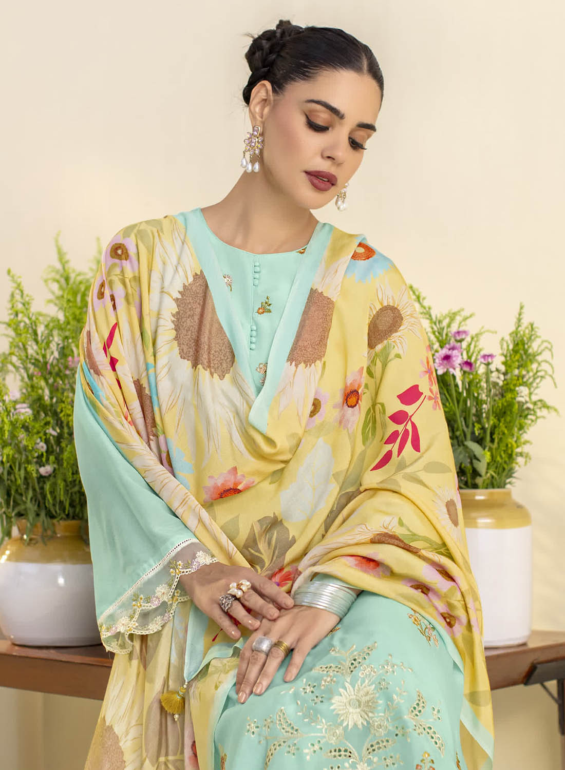 Unstitched Pure Lawn Cotton Suit Set Dress Material for Women