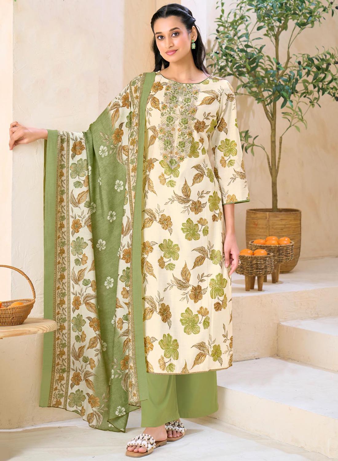 Stylish Party Wear Modal Silk Unstitched Suit Material for Women