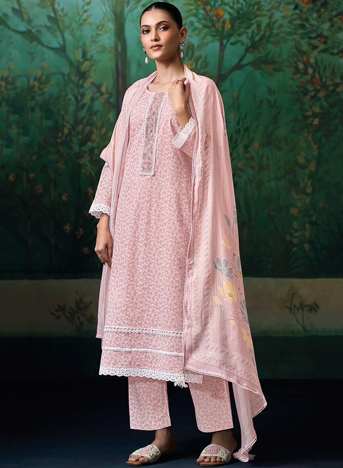 Pure Soft Cotton Unstitched Suit Set Material for Women with Embroidery