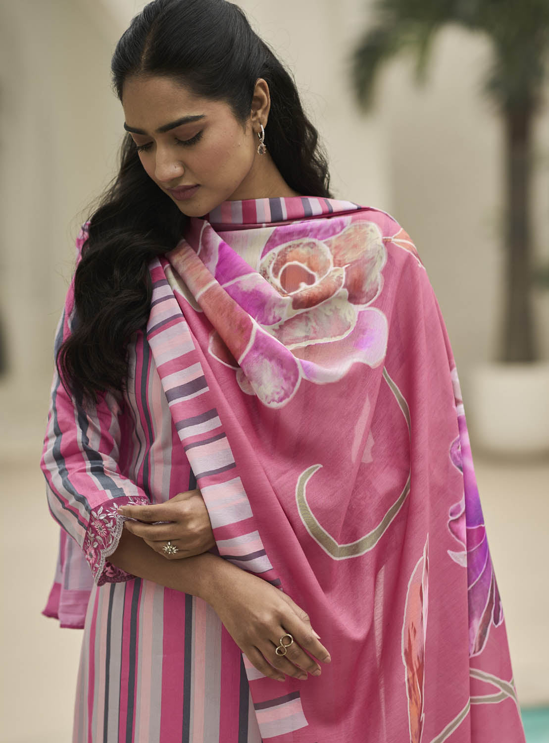 Kilory Pink Unstitched Cotton Salwar Suit Material with Fancy Work Kilory Trends