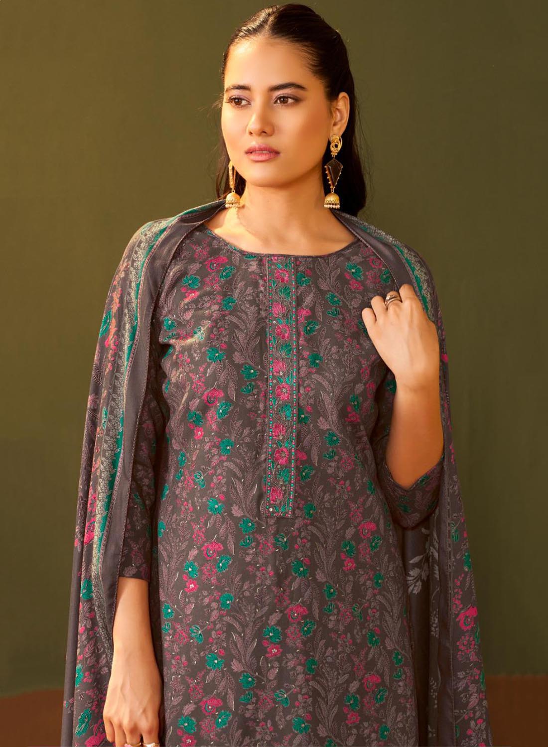 Fancy Printed Unstitched Winter Salwar Suit Set Material for Women