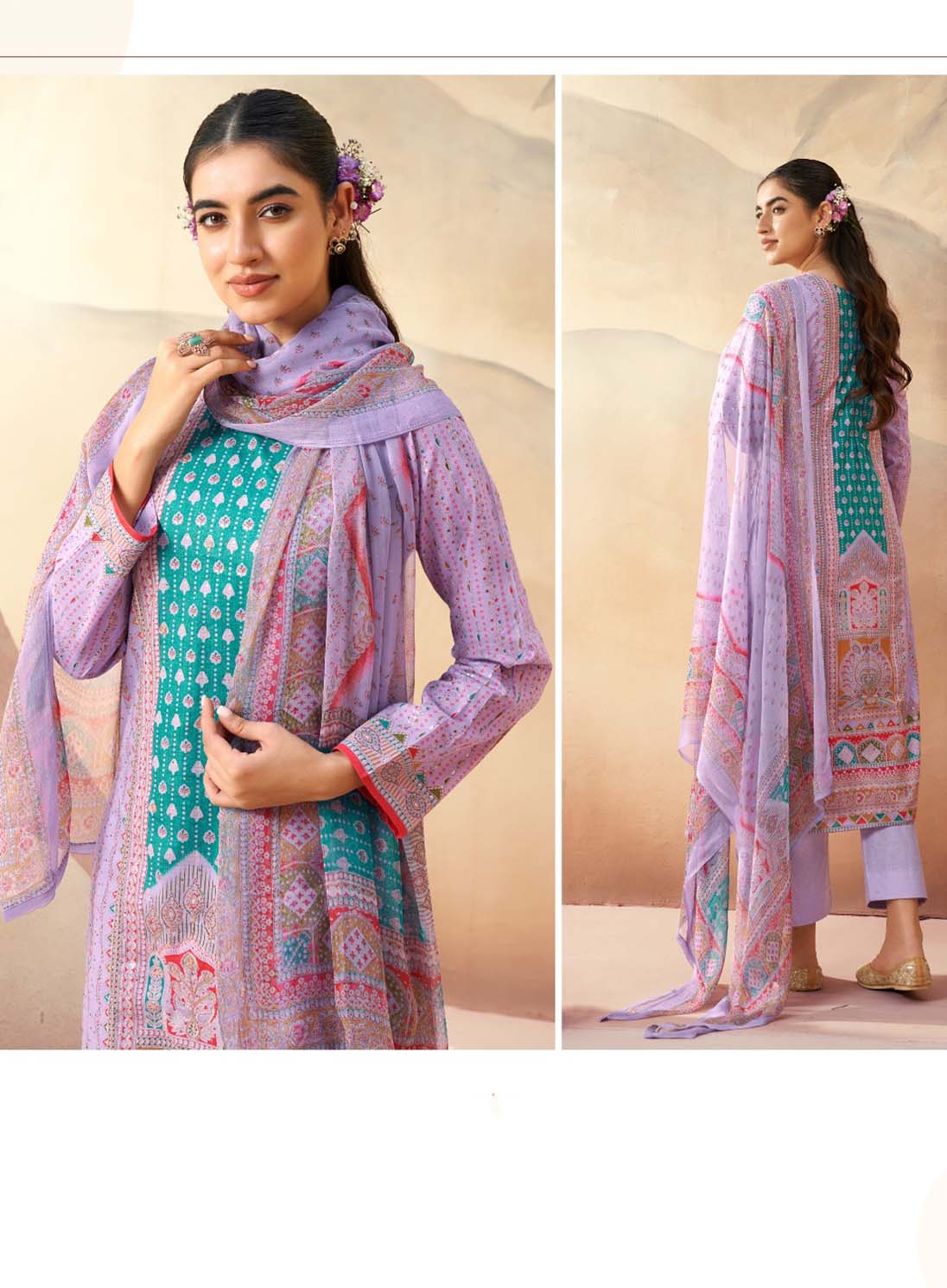 Women's Pure Cambric Cotton Unstitched Suit Material with Zari Work