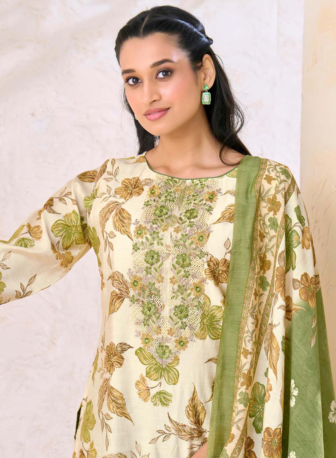 Stylish Party Wear Modal Silk Unstitched Suit Material for Women