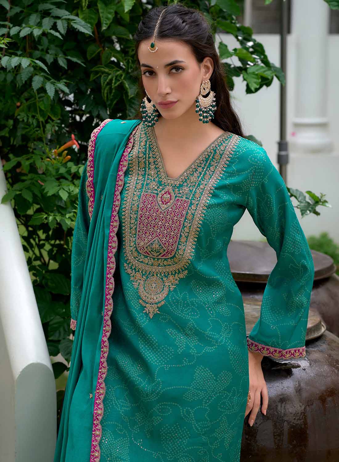 Women's Embroidered Party Wear Modal Silk Unstitched Suit Dress Material