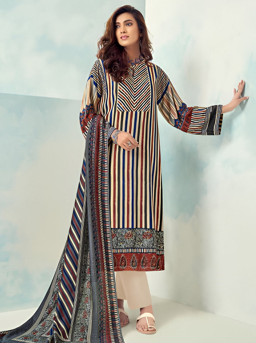 Unstitched Printed Muslin Silk Salwar Suit Dress Material for Women SARG