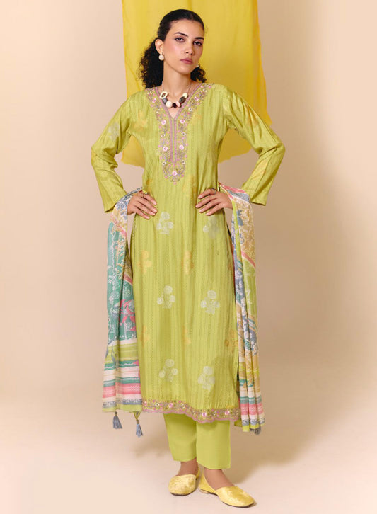 Party Wear Muslin Unstitched Salwar Suit for Women with Embroidery