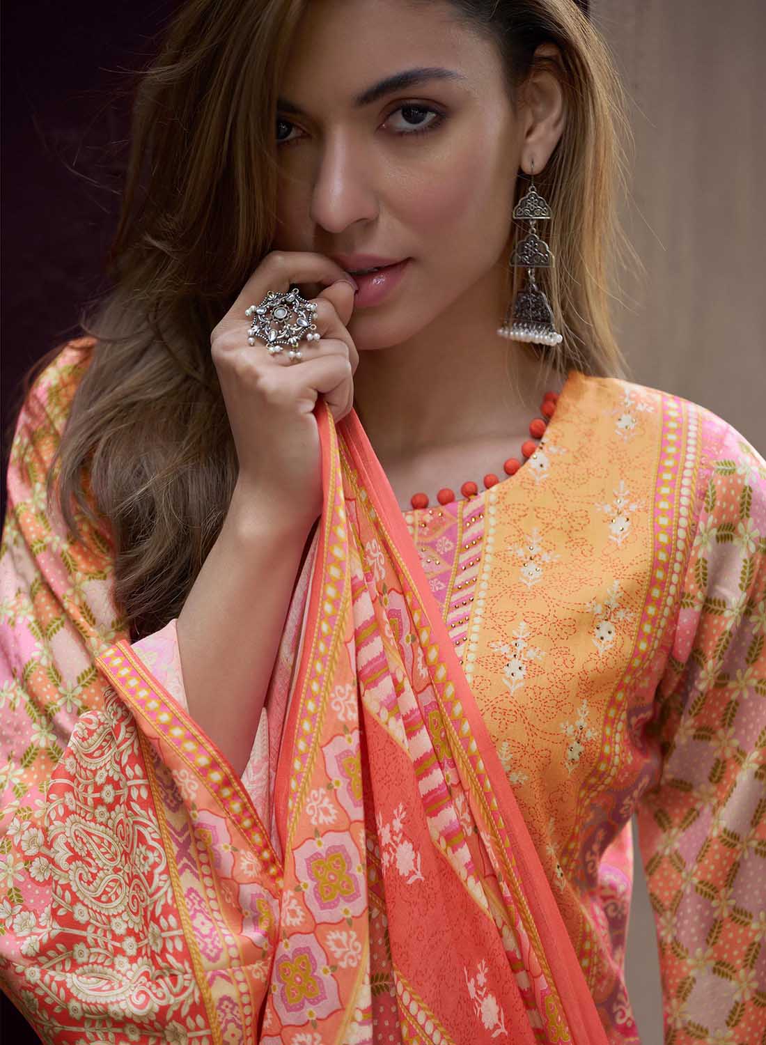 Mumtaz Arts Printed Lawn Cotton Unstitched Salwar Suit Material