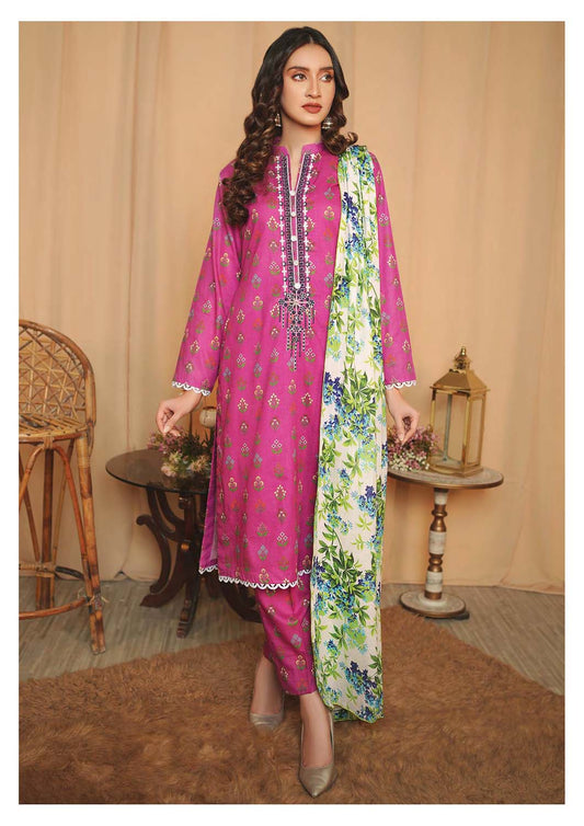 Embroidered Lawn Pakistani Suit by Zesh Textiles Unstitched Pink