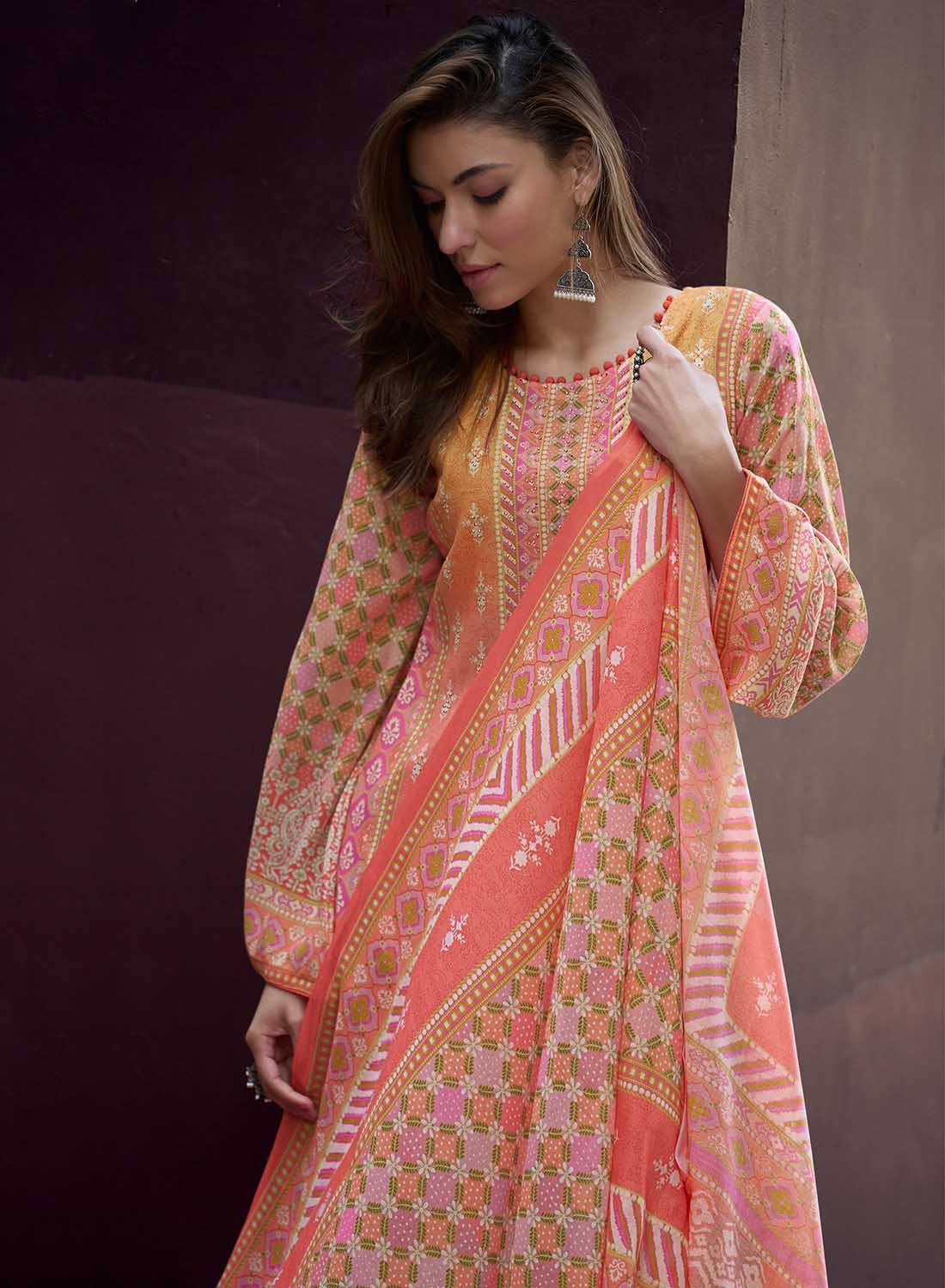 Mumtaz Arts Printed Lawn Cotton Unstitched Salwar Suit Material