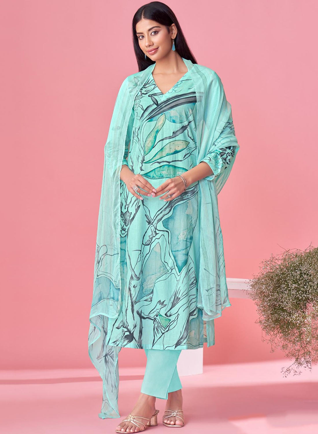Pure Cotton Lawn Printed Unstitched Salwar Suit Dress Material