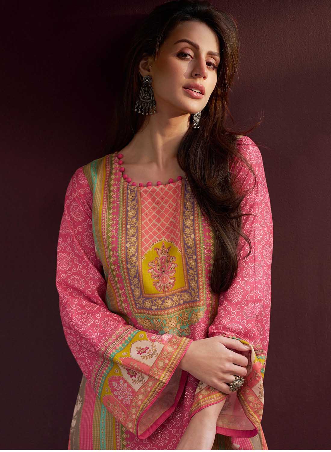 Mumtaz Arts Printed Lawn Cotton Unstitched Salwar Suit Material for Women