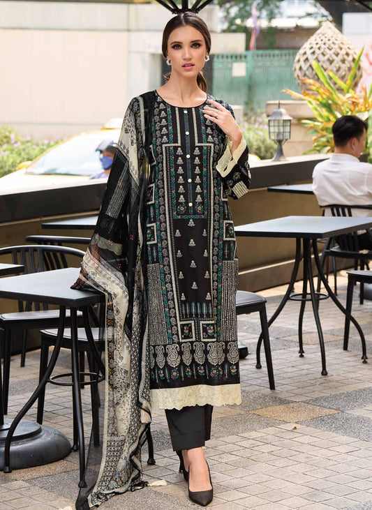 Kilory Pakistani Print Unstitched Pure Lawn Cotton Suit Dress Material