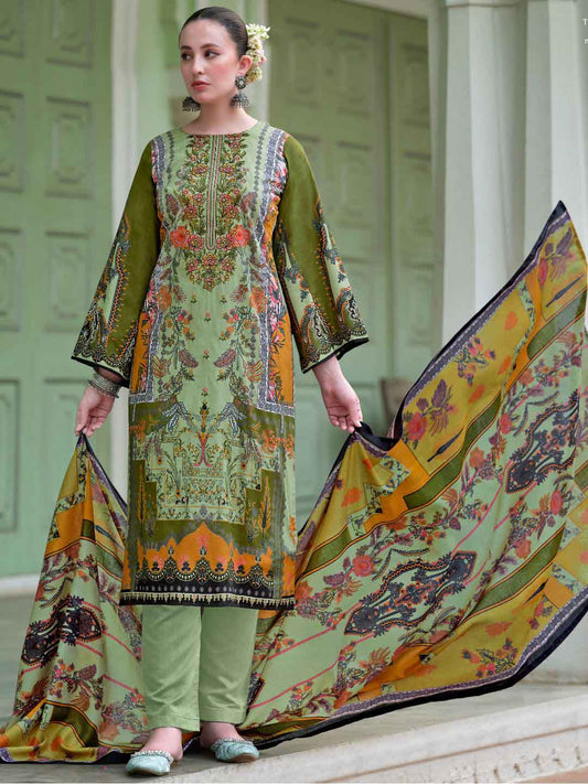 Pakistani Print Unstitched Pure Cotton Suit Dress Material for Women
