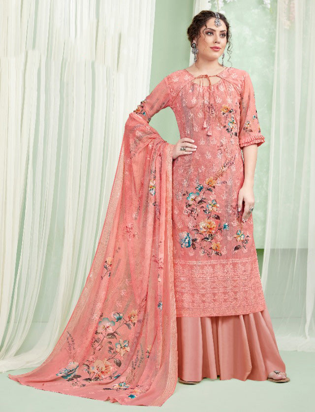 Georgette Printed Unstitched Suits Material for Women with Inner