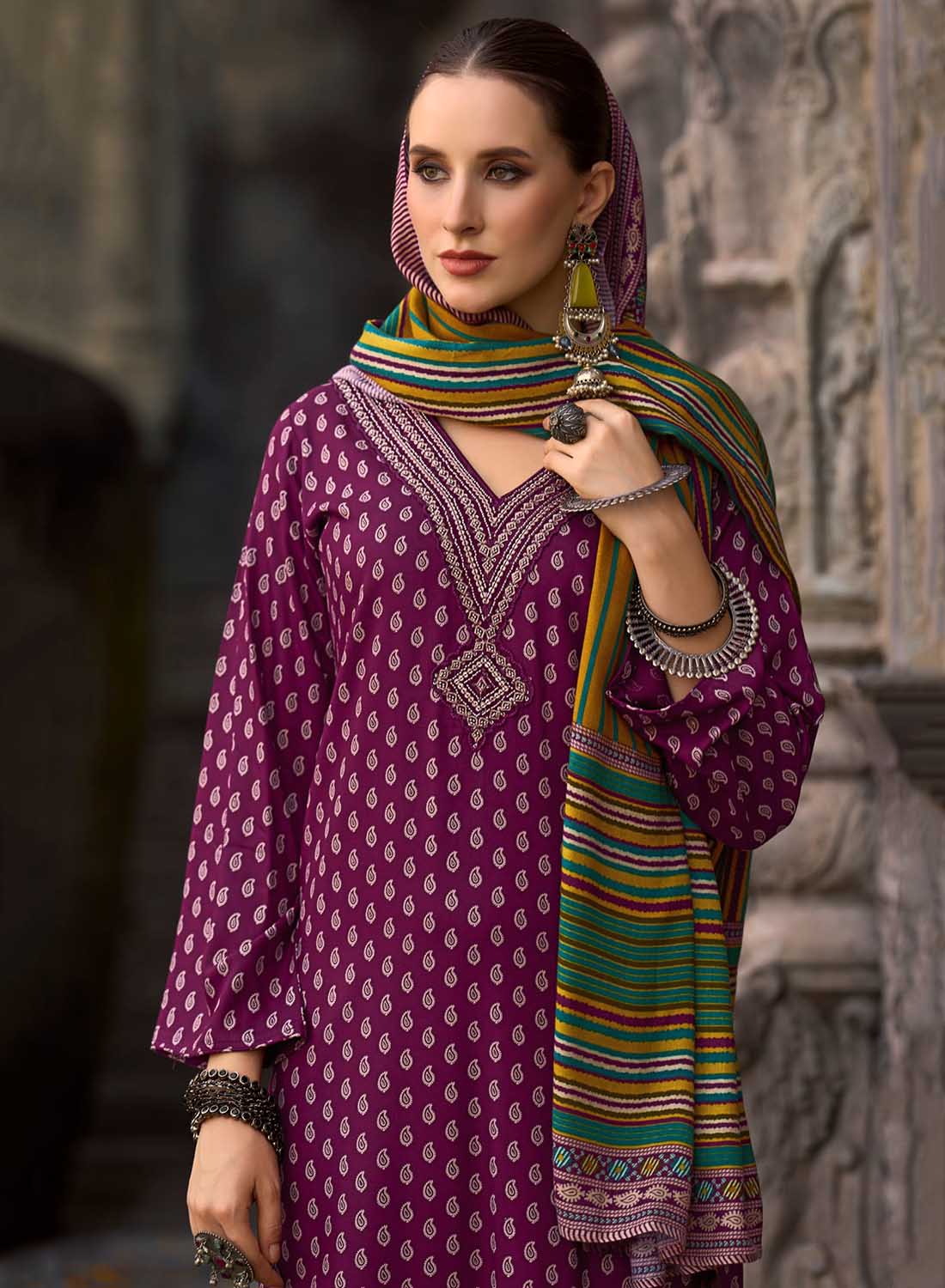 Party Wear Viscose Pashmina Unstitched Winter Salwar Suit Dress Material