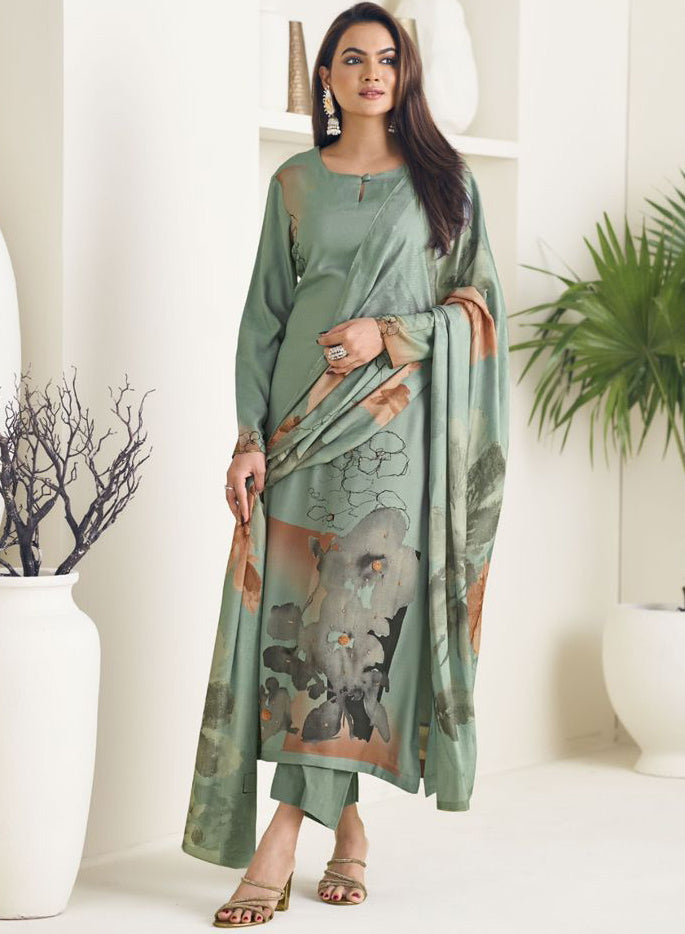Light weight Pashmina Unstitched Winter Suit Dress Material for Women