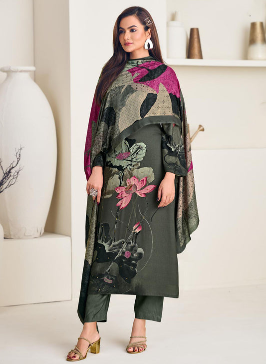 Party Wear Pure Viscose Muslin Unstitched Suit Dress Material for Women