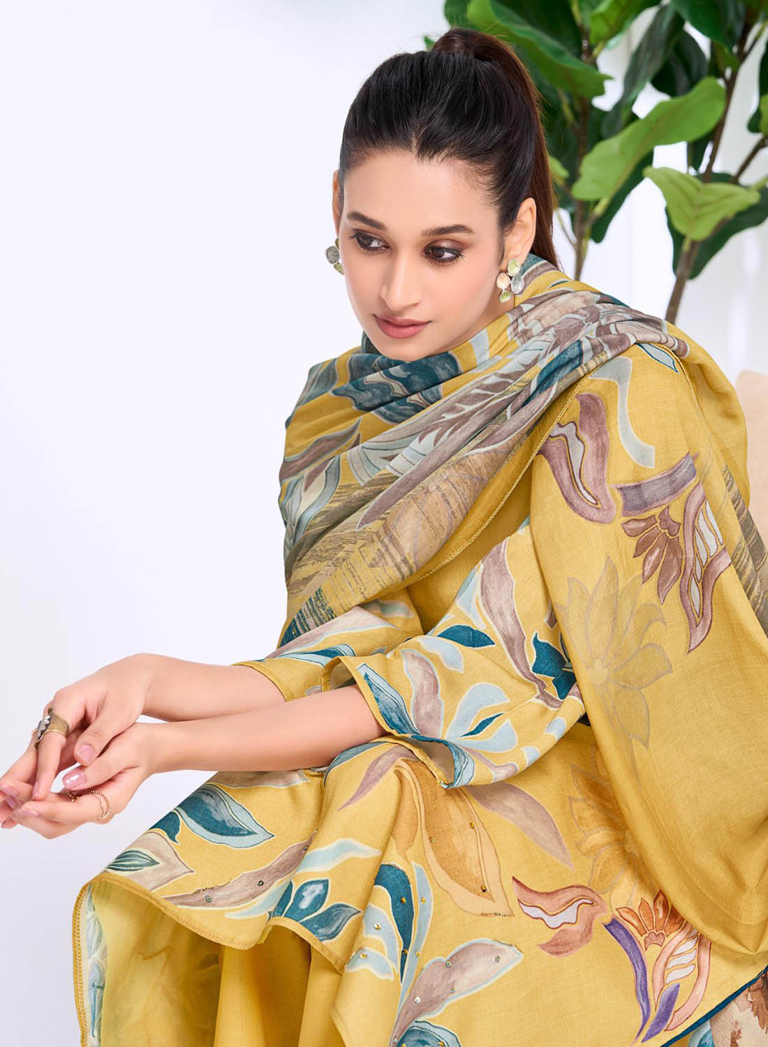 Pure Cotton Satin Printed Unstitched Suit Dress Material with Dupatta